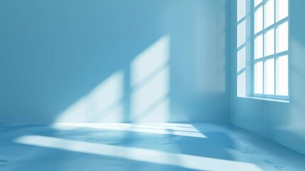 Serene Blue Room with Sunlight Streaming Through Window