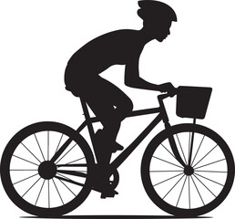 Bold Bicycle Silhouette on White Background, silhouette of a cyclist