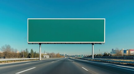 Large Blank Green Billboard on a Highway