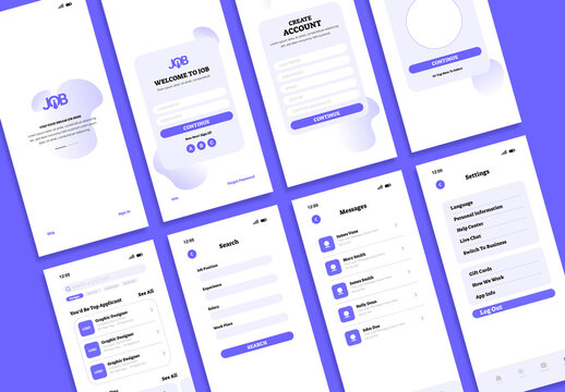 Job Media Mobile App UI Design Template