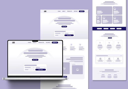 Minimal Landing Page Wireframe UX Design Layout