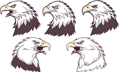 Obraz premium majestic american bald eagle head collection or set for patriotic design projects