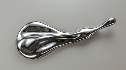 A shiny, metallic, abstract form that looks like a puddle of liquid metal.