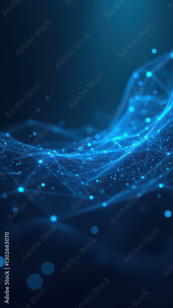 Poster a digital illustration of a dynamic network with blue nodes and lines, symbolizing ci/cd processes o