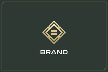 Home Building Logo Modern Structure Gold