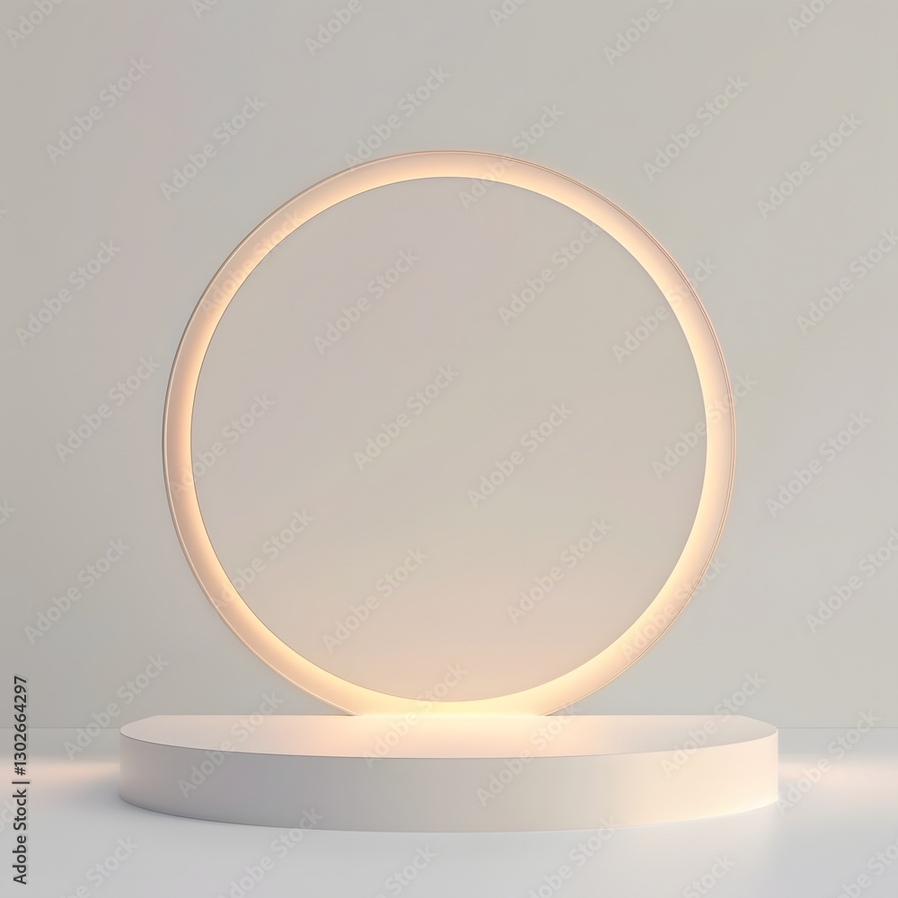 Poster elegant minimalistic 3d product display podium with soft shadows on clean white background