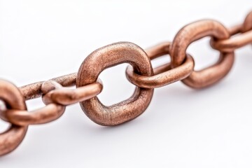 Obraz premium Strong metallic chain links connected together representing strength durability reliability and unity with industrial steel aesthetics in stock image