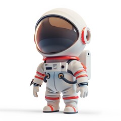 Cute Cartoon Astronaut Character in Space Suit with Big Helmet