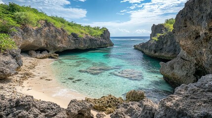 Tranquil beach with turquoise waters