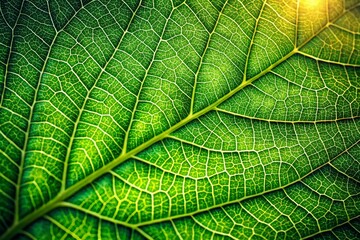 Obraz premium Lush Green Leaf Close-Up: Aerial Drone Shot of Vibrant Foliage Texture