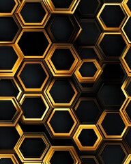 Obraz premium Stylish hexagon pattern in gold and black for modern designs and backgrounds.
