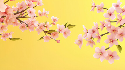 Fototapeta premium Peach Blossoms on Gold Background