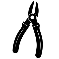 Minimalist Pliers Silhouette Vector Icon Clean White Background.