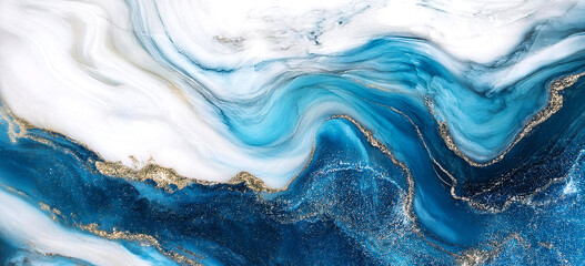 Art painting Abstract  Ocean Blue dark with Waves and Splash background.