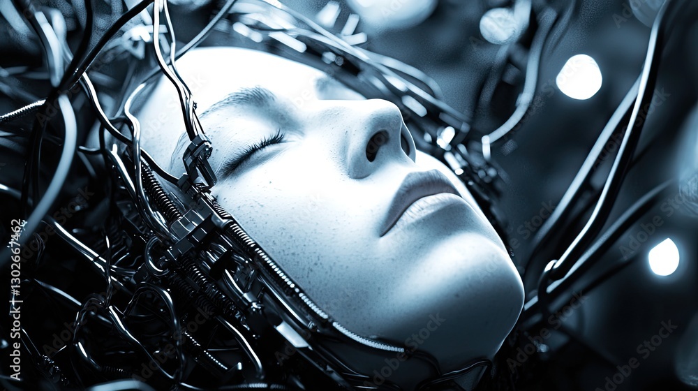 Aufkleber exploring the intersection of technology and humanity a futuristic concept in cyber environment