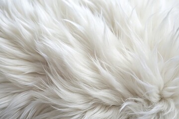 Fototapeta premium Luxurious Fluffy White Rabbit Fur Texture: Delicate Fibers Close-Up Panoramic