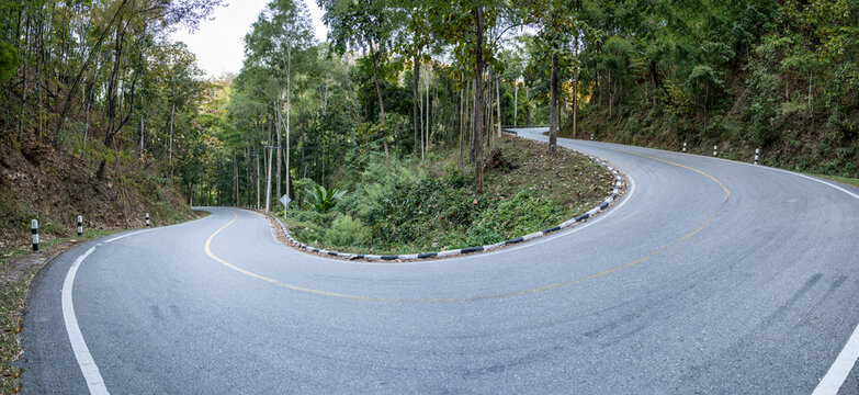 The very bendy road,from Chaing Mai to Pai,Mae Hon Song,Thailand.