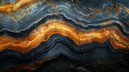Obraz premium Vibrant Striped Agate with Orange and Black Color Patterns