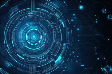 Fototapeta premium Futuristic Blue Abstract Technology Background with Glowing Elements