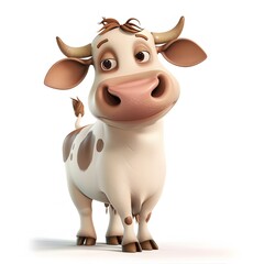 Playful cartoon cow character with big eyes and friendly expression