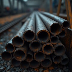 stack of steel pipes