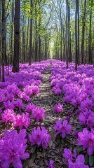 Forest Path Covered in Azaleas