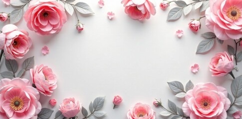 Delicate pink and gray floral pattern, soft romantic style, delicate, petals, vintage