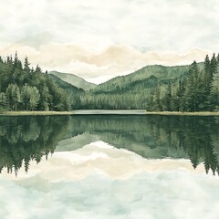 Misty Lake Mountain Reflection