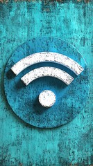 Rusty Wifi Sign on Teal Wall
