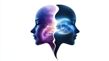 A silhouette of twin faces merging into one, symbolizing the dual nature of the Gemini zodiac.