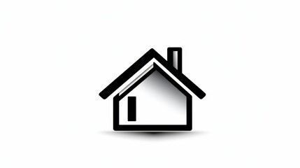 A simple, minimalist home icon with a roof and chimney, outlined in sleek black on a white background.