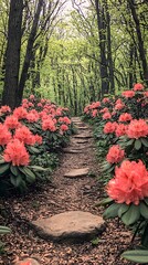 Spring path through rhododendron forest