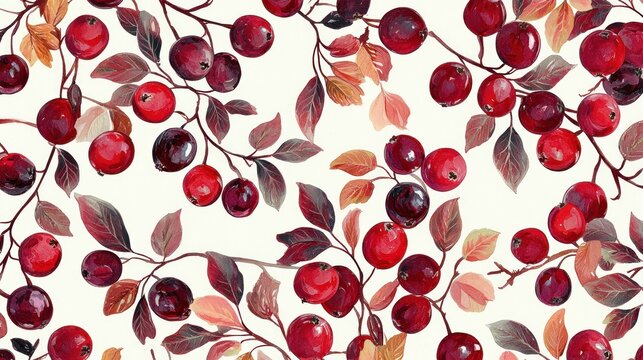 An artistic cranberry pattern used as a decorative backdrop for food-related content.