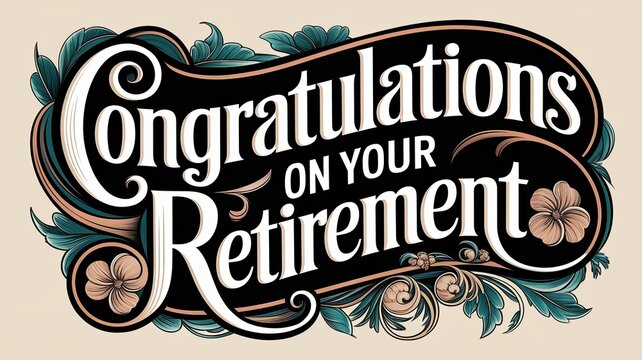 Vintage Congratulations Card Featuring Elegant Typography for Retirement Celebrations