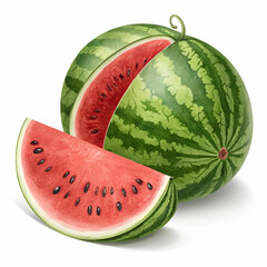 watermelon isolated on white with clipping path