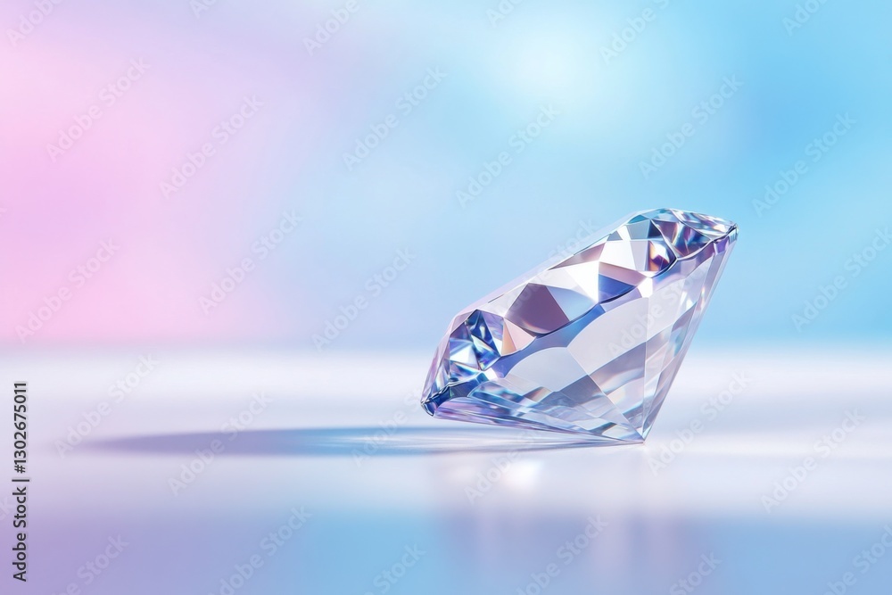 Poster sparkling diamond shimmering on a smooth surface with a colorful background