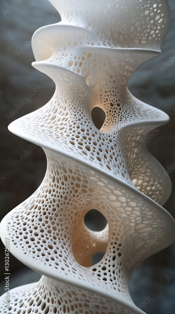 Aufkleber a spiraling structure showcases an elegant play of light and shadow, highlighting its porous texture