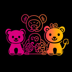 Adorable cartoon animals in vibrant colors