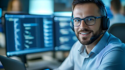 IT Support Specialist Providing Expert Technical Assistance in Modern Office