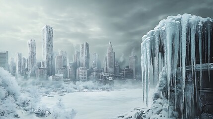 Frozen Cityscape Winter Urban Icy Apocalypse