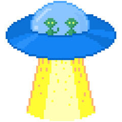 Pixel illustration of a UFO