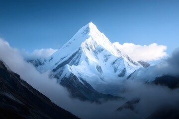Obraz premium Majestic Snow Capped Mountain Peaks at Sunrise in Epic Landscape Photography
