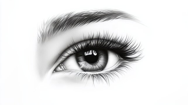 A detailed graphite eye drawing focusing on reflections, intricate eyelashes, and photorealistic shading.