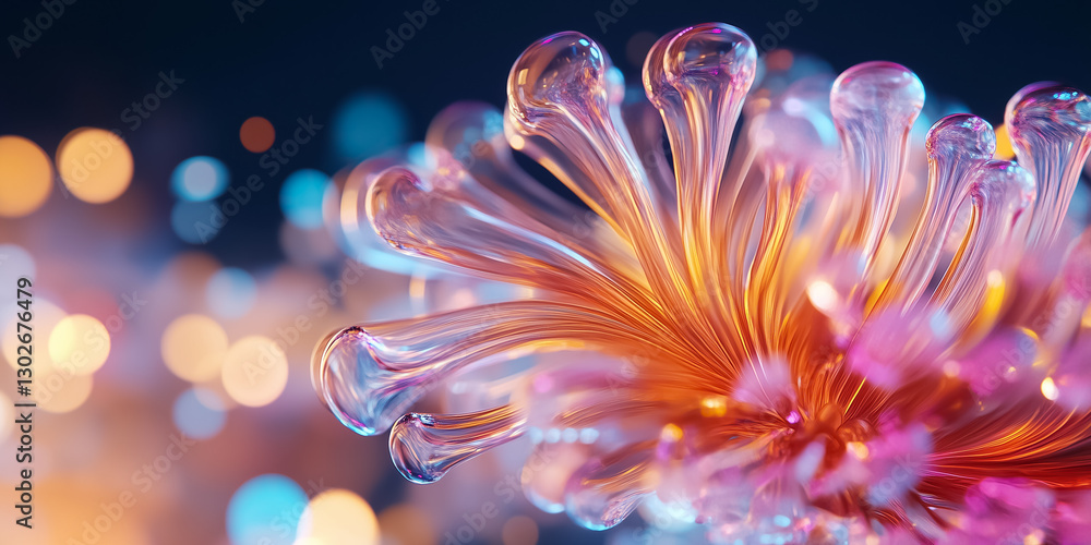 Poster digital artworks unfold captivating coral-like structures that flow with color and light, inviting v