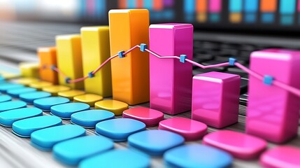 Colorful bar graph trends downward