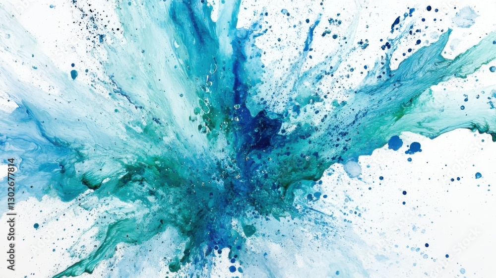Poster essence of artistic water explosion on bright white background with soft elegant lighting capturing 