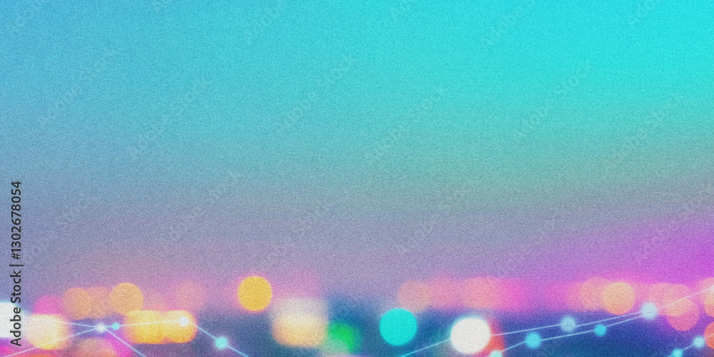 Aufkleber Abstract Colorful Background with Bokeh Lights and Digital Elements for Creative Projects and Design with a grainy gradient abstract noise texture Background banner wallpaper backdrop