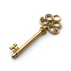 Elegant Antique Key with Intricate Design and Golden Finish