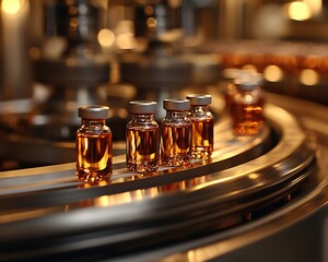 Pharmaceutical vials on automated production line