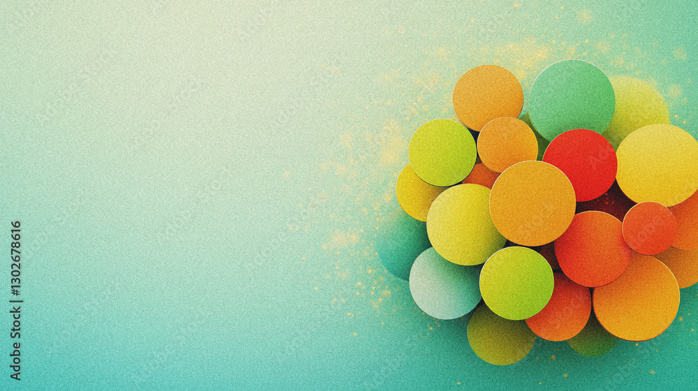 Poster Vibrant Colorful Circles with Soft Background for Modern Design and Abstract Art Concepts with a grainy gradient abstract noise texture Background banner wallpaper backdrop